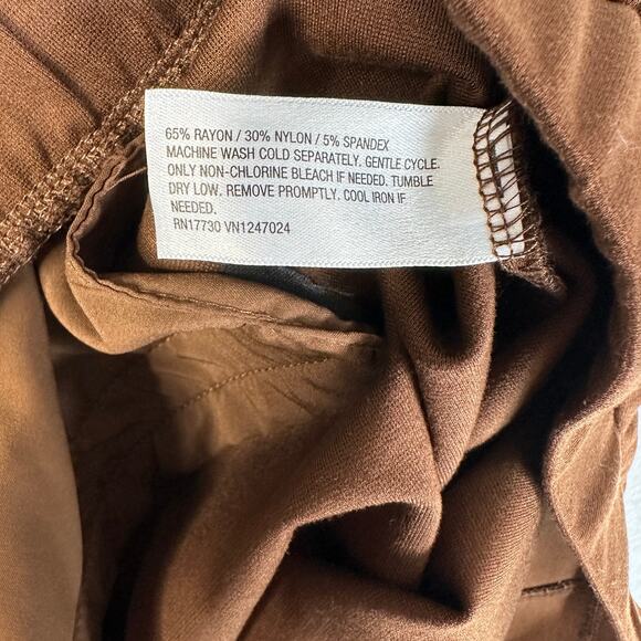 Ava & Viv Pull On Stretch Pant WMNS 3X Plus Brown High Rise Split Ankle Wide Leg - Picture 8 of 13
